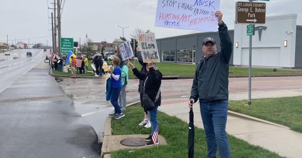 Anti-Musk protests gather across St. Louis region. ‘I’ve got family members threatened.’